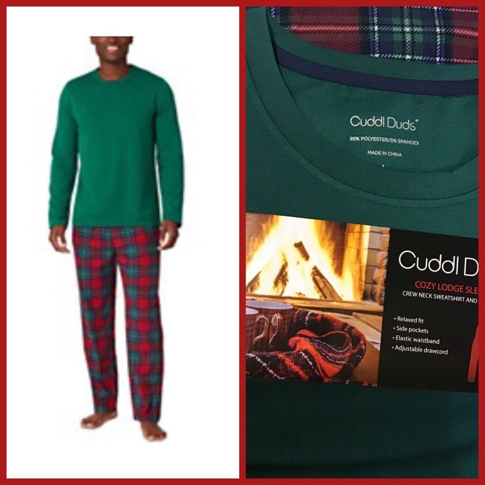 New Mens Cuddl Duds Cozy Lodge Pjs